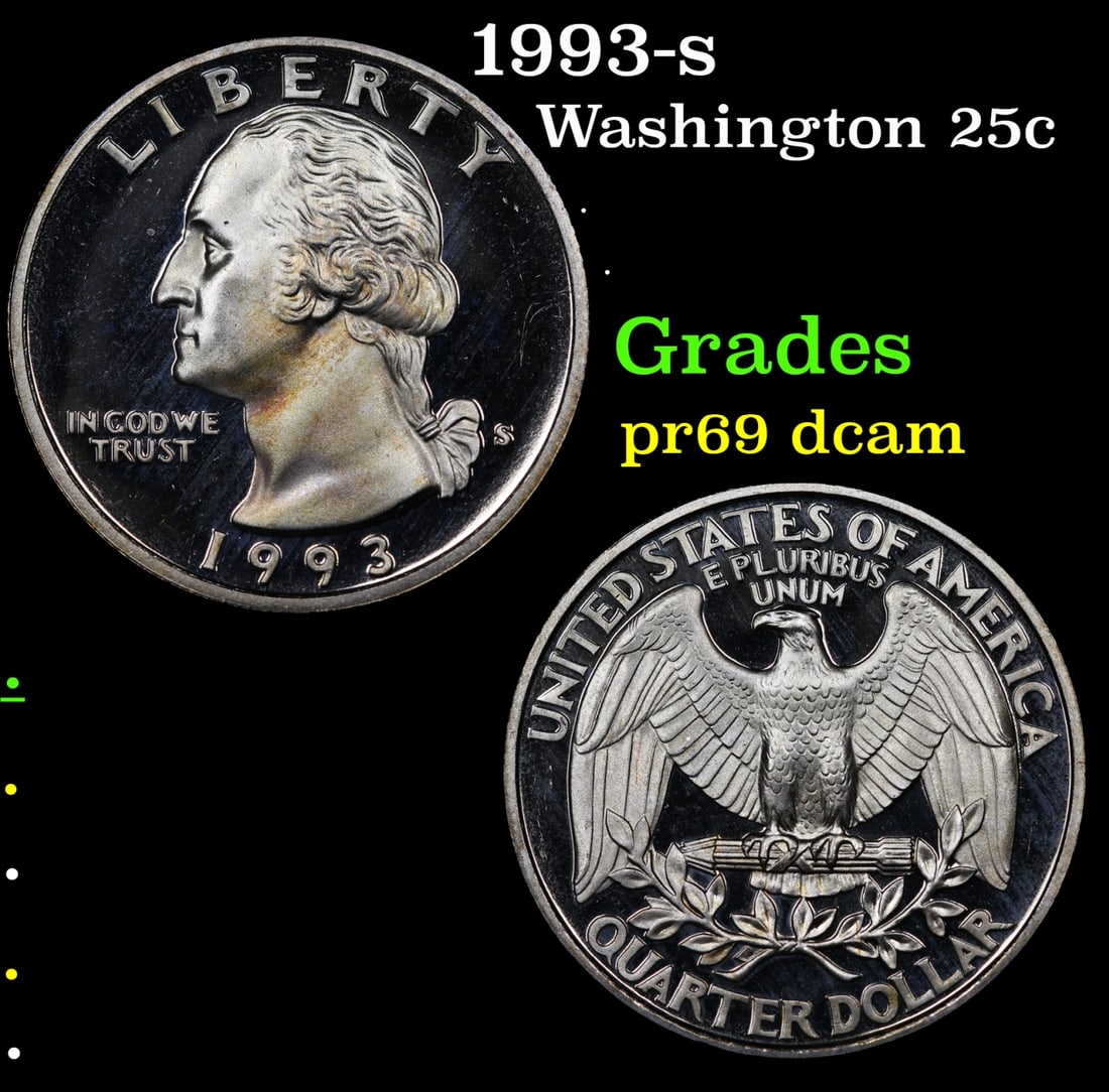 1993-s Proof Washington Quarter 25c Grades GEM++ Proof Deep Cameo (1 of 3)