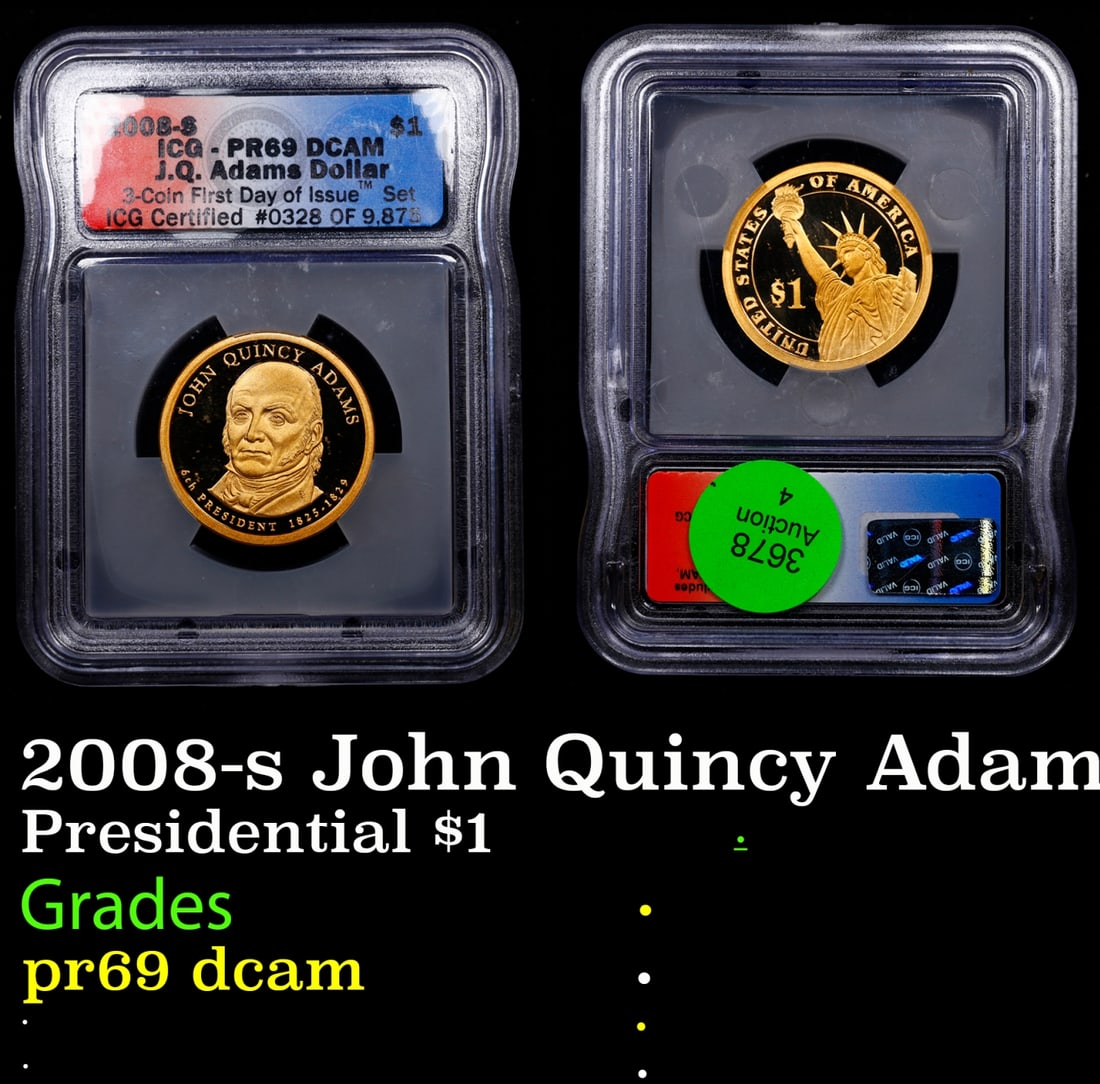 2008-s John Quincy Adams Proof Presidential Dollar $1 pr69 dcam ICG: 2008-s John Quincy Adams Presidential Dollar $1 pr69 dcam ICG.