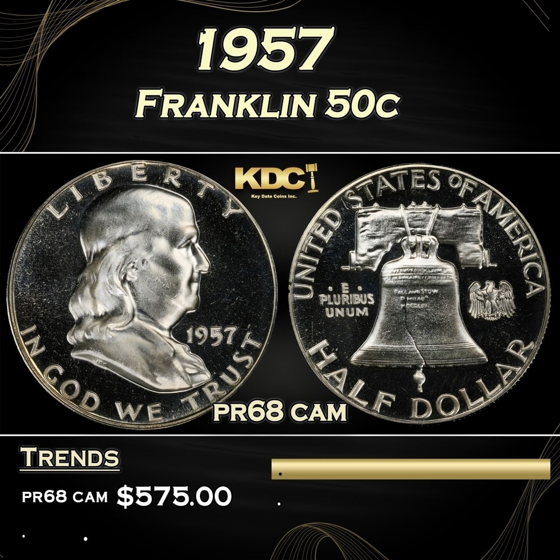 1957 Proof Franklin Half Dollar 50c Grades pr68 cam (1 of 3)