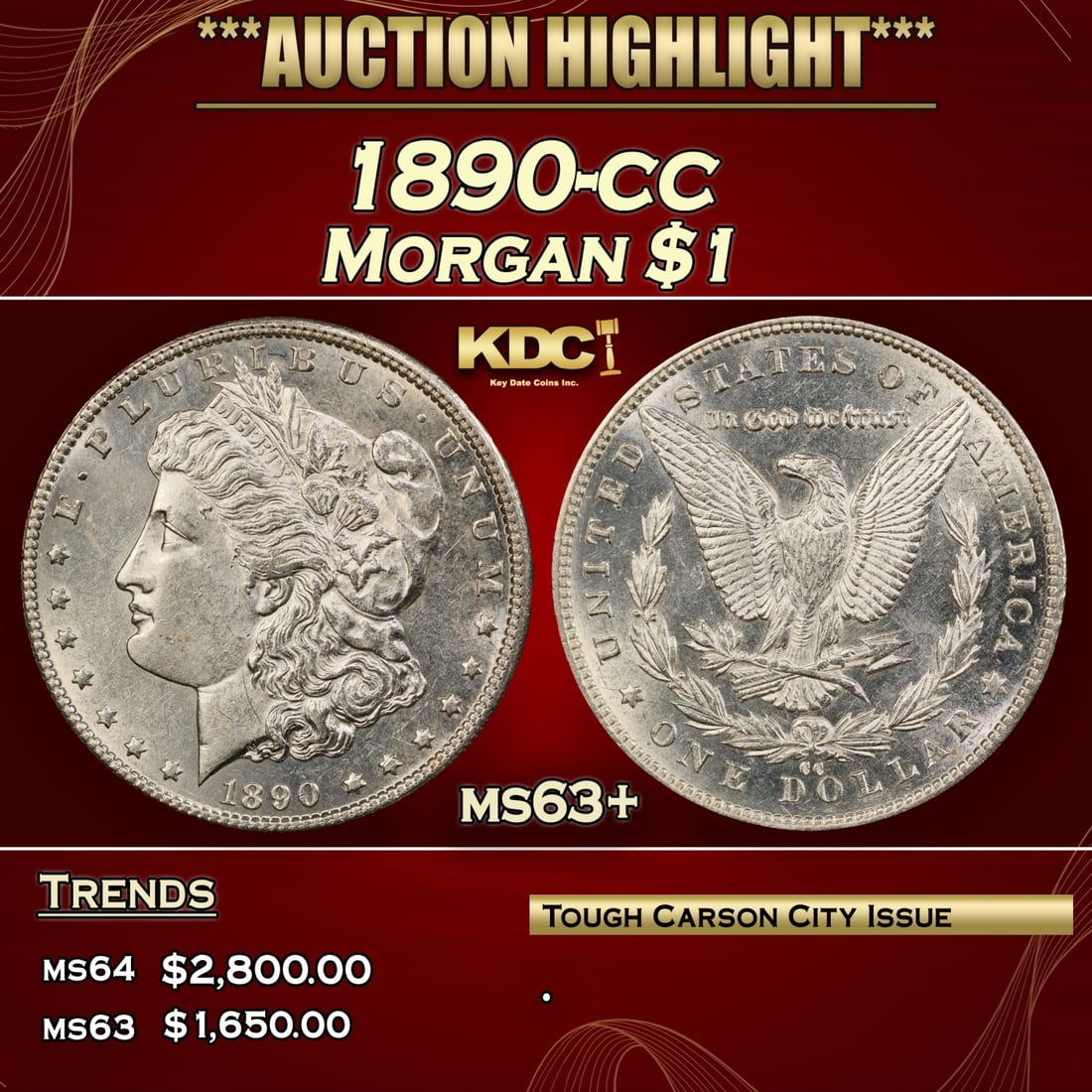 IE 1890-cc Morgan Dollar $1 Select+ Unc USCG (1 of 3)