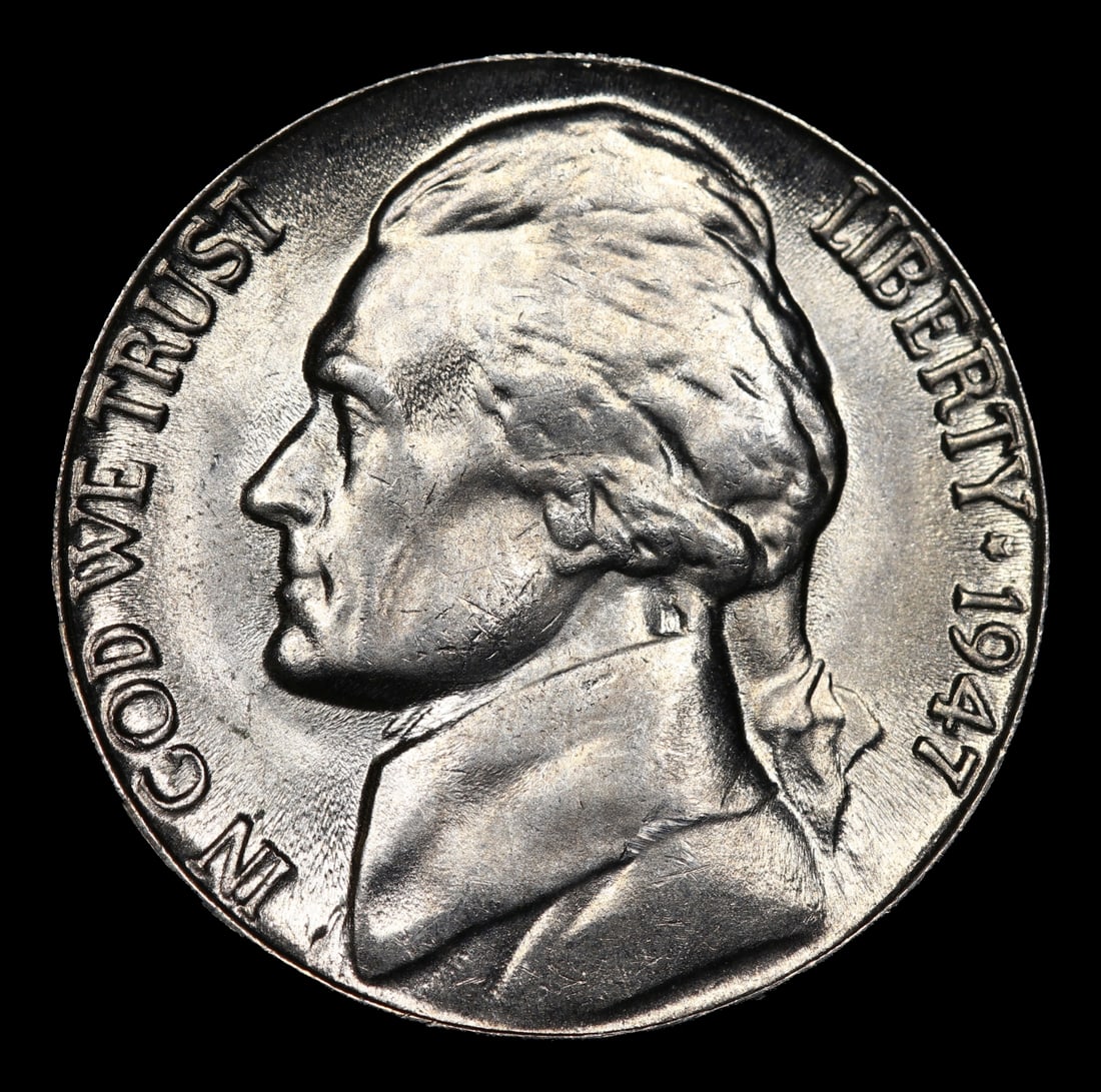 1947-p Jefferson Nickel 5c GEM++ 5fs USCG (1 of 2)