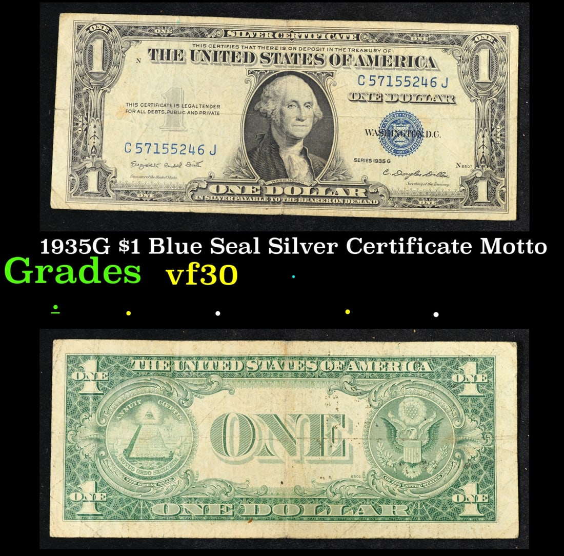 1935G $1 Blue Seal Silver Certificate Grades vf++ Motto (1 of 1)