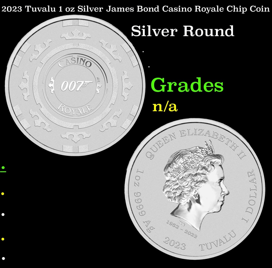 2023 Tuvalu 1 oz Silver James Bond Casino Royale Chip Coin (1 of 3)