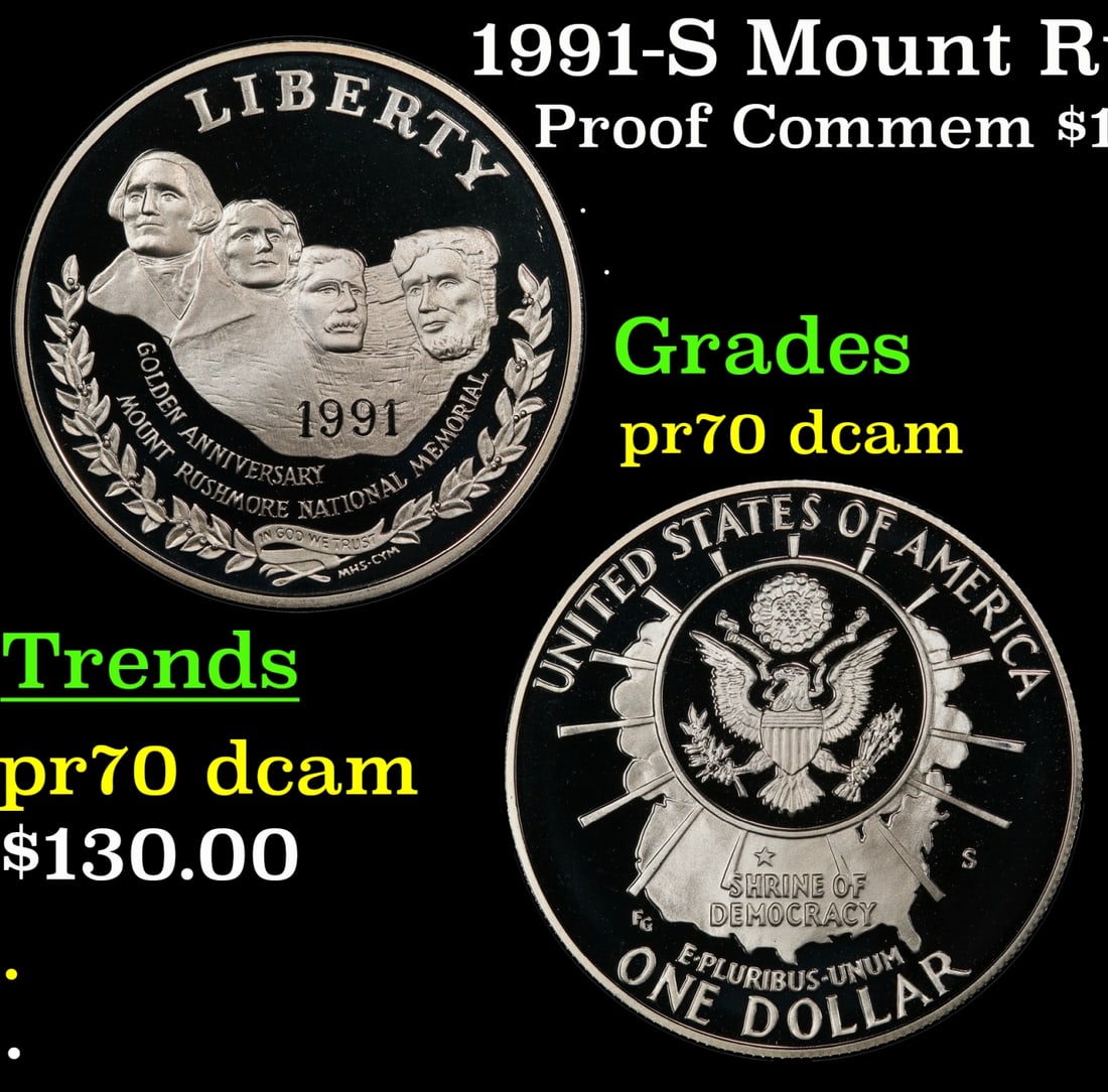 1991-S Mount Rushmore Proof Modern Commem Dollar $1 pr70 dcam SEGS (1 of 3)