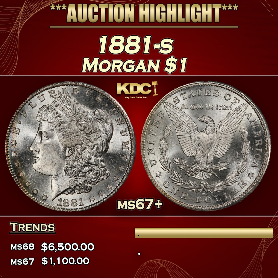 1881-s Morgan Dollar $1 ms67+ SEGS (1 of 3)