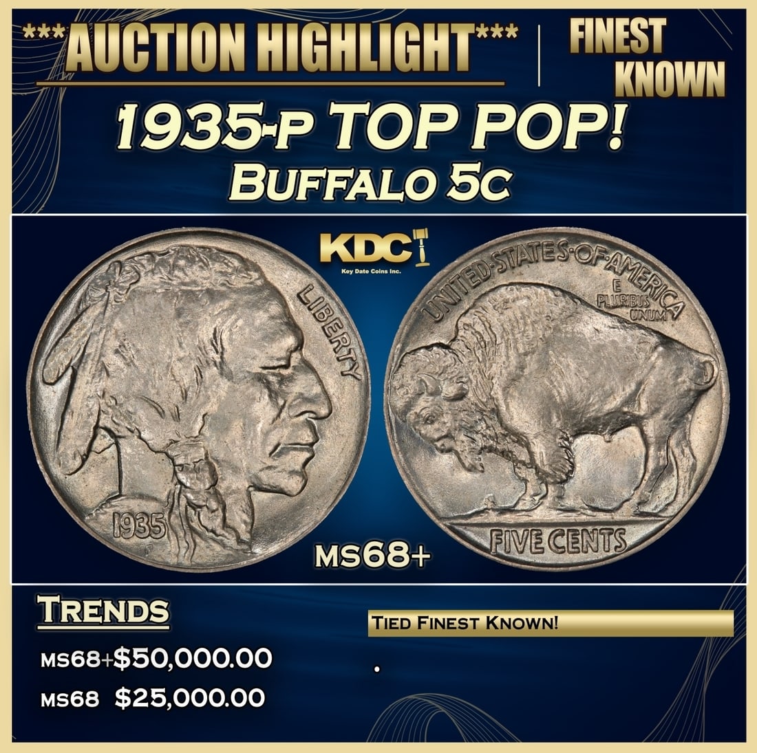 1935-p Buffalo Nickel TOP POP! 5c ms68+ SEGS (1 of 3)