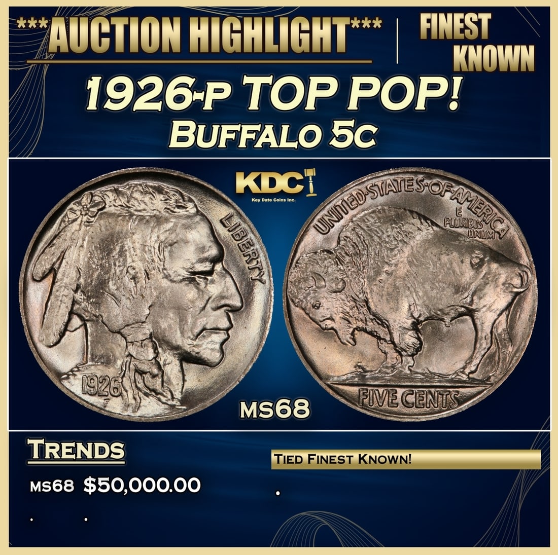 1926-p Buffalo Nickel TOP POP! 5c ms68 SEGS (1 of 3)