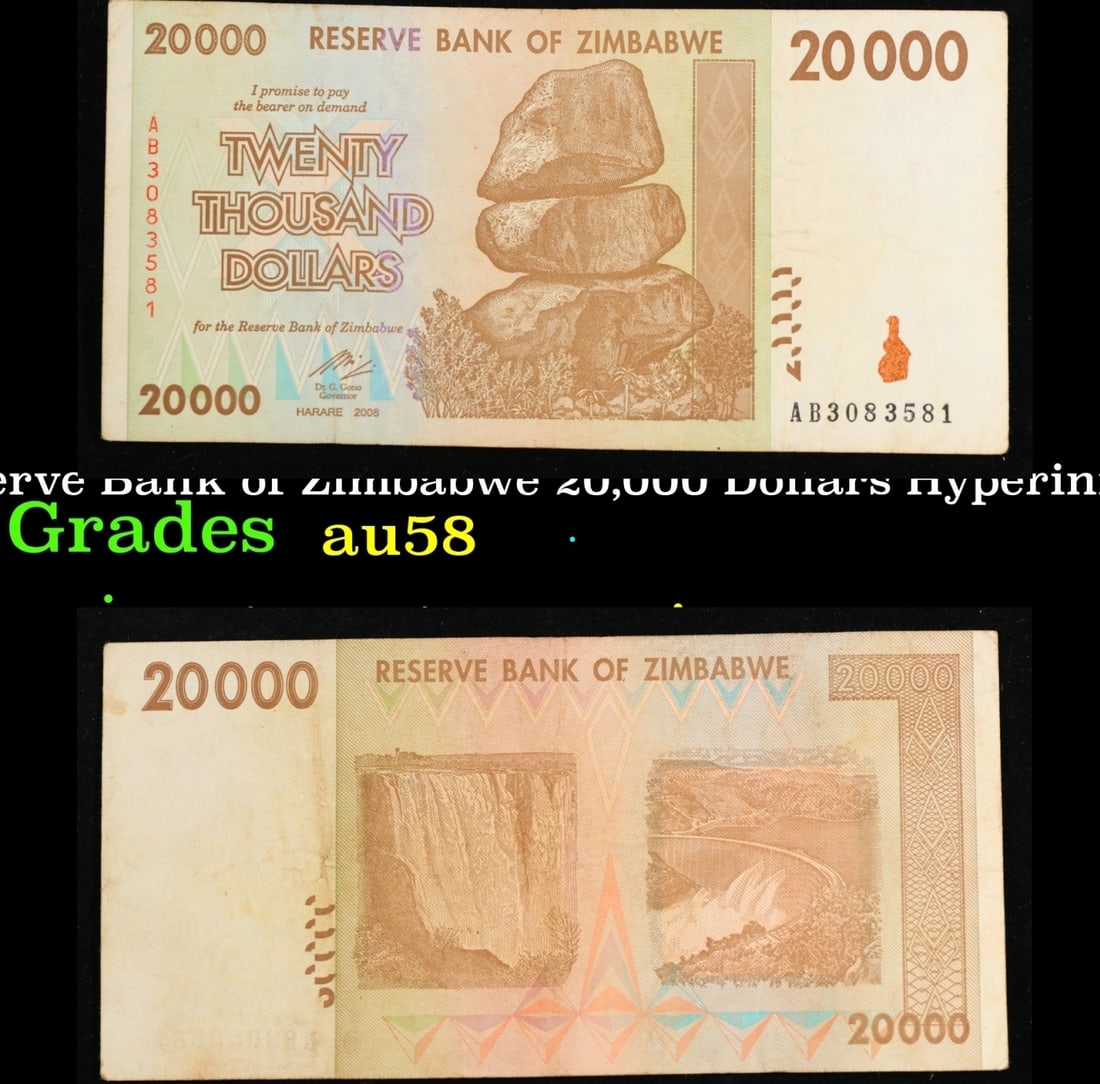 2008 Reserve Bank of Zimbabwe 20,000 Dollars Hyperinflation Note Grades Choice AU/BU Slider (1 of 3)