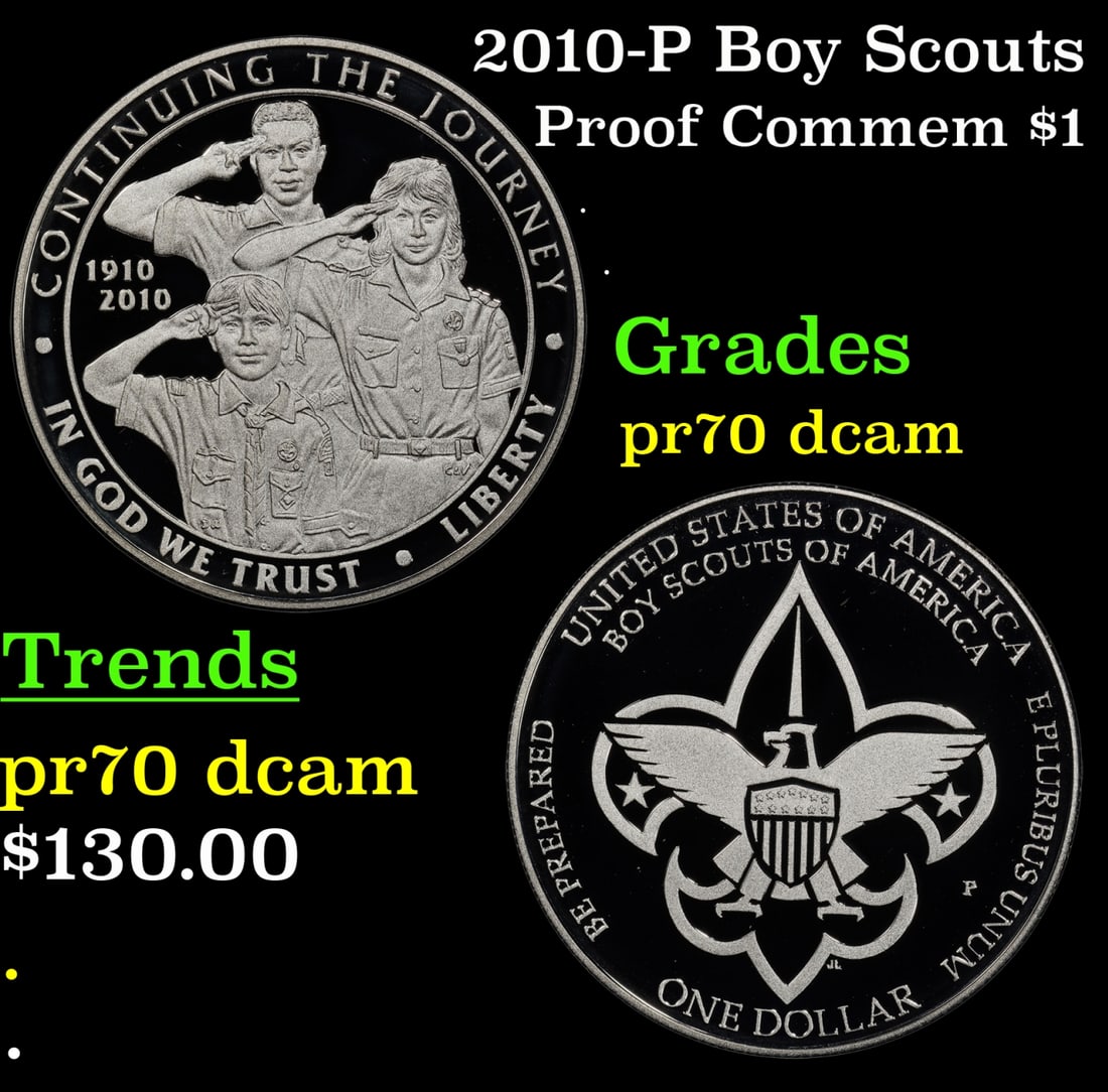 2010-P Boy Scouts Proof Modern Commem Dollar $1 pr70 dcam SEGS (1 of 3)
