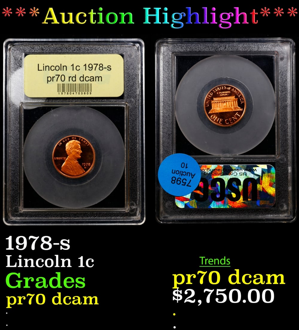 *Highlight* 1978-s Proof Lincoln Cent 1c GEM++ Proof Deep Cameo USCG (fc) (1 of 3)
