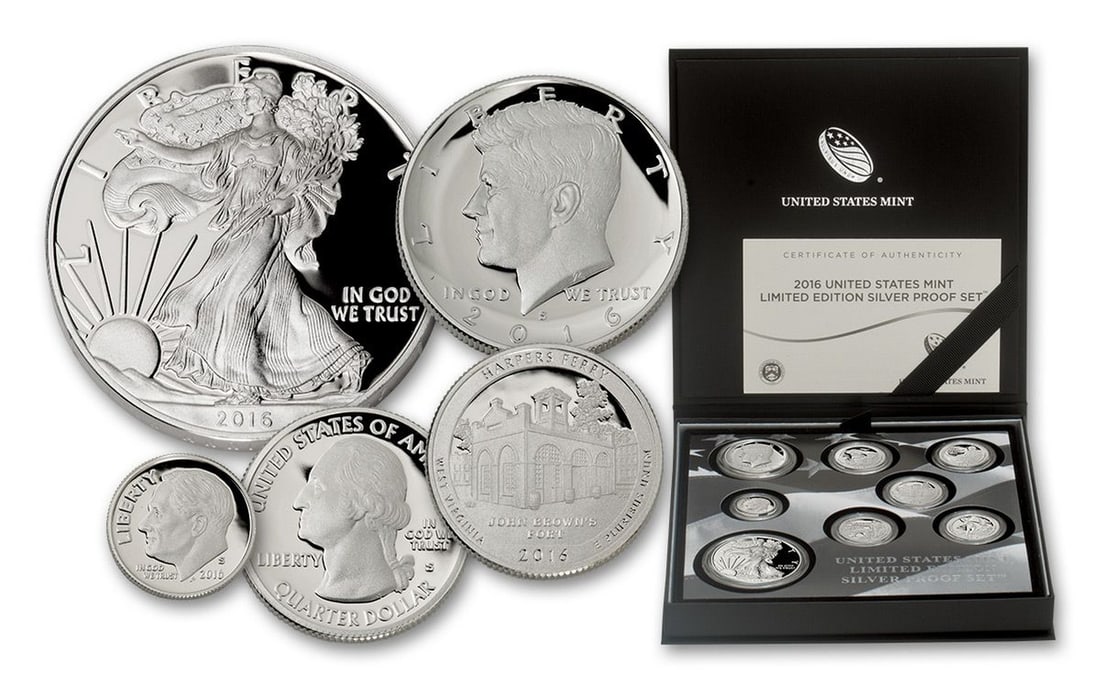 RARE 2016 United States Mint Limited Edition Silver Proof Set 8 coins, Over 2.25oz Of Silver low (1 of 1)