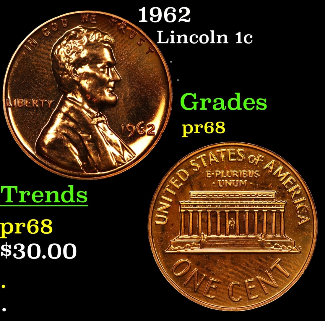 1962 Proof Lincoln Cent 1c Grades GEM++ Proof (1 of 3)