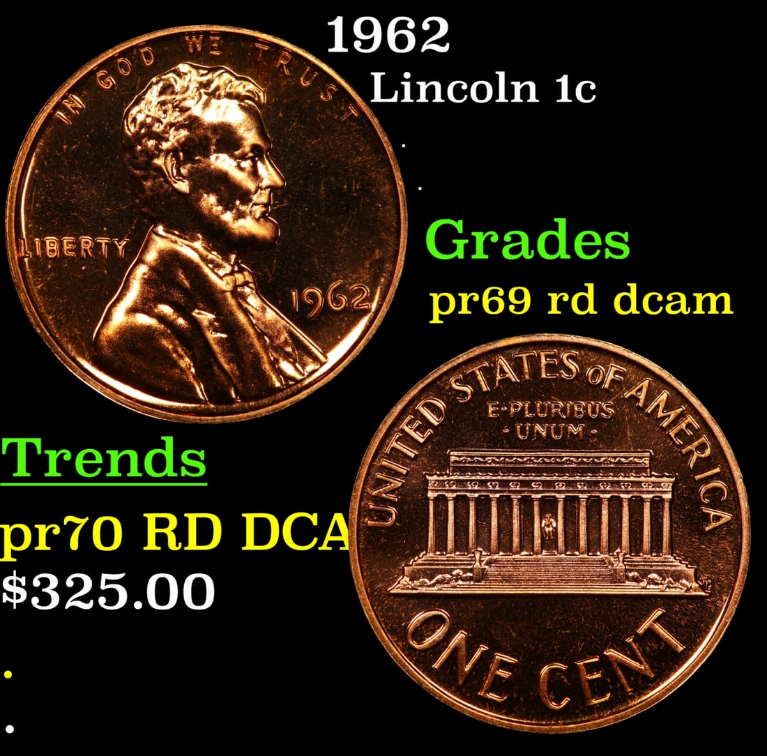 1962 Proof Lincoln Cent 1c pr69 rd dcam SEGS (1 of 3)