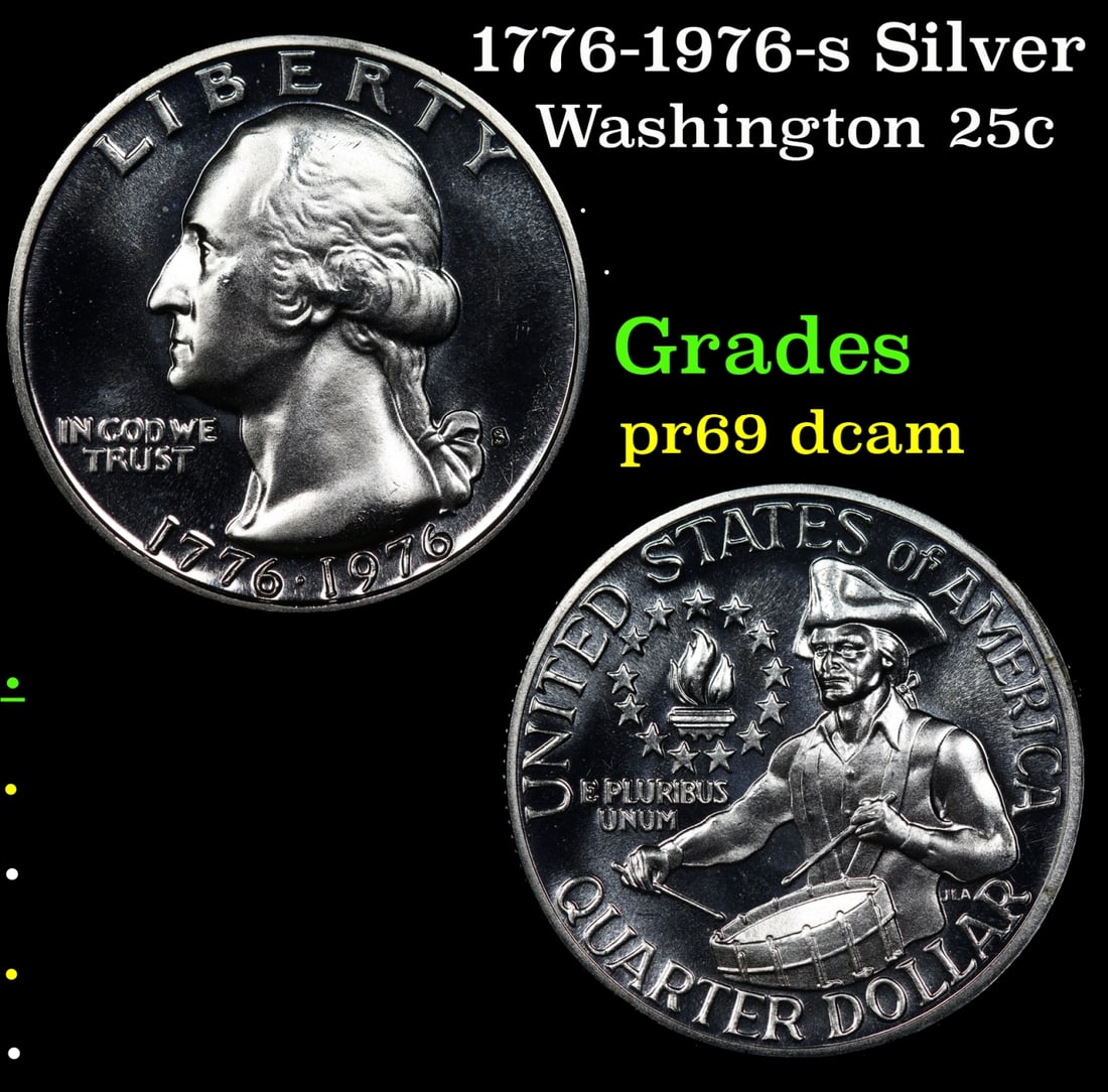 1776-1976-s Silver Proof Washington Quarter 25c Grades GEM++ Proof Deep Cameo (1 of 3)