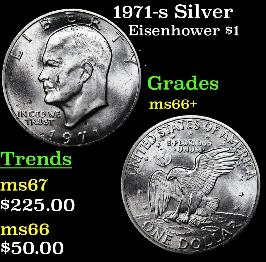 1971-s Silver Eisenhower Dollar 1 Grades GEM++ Unc (1 of 3)