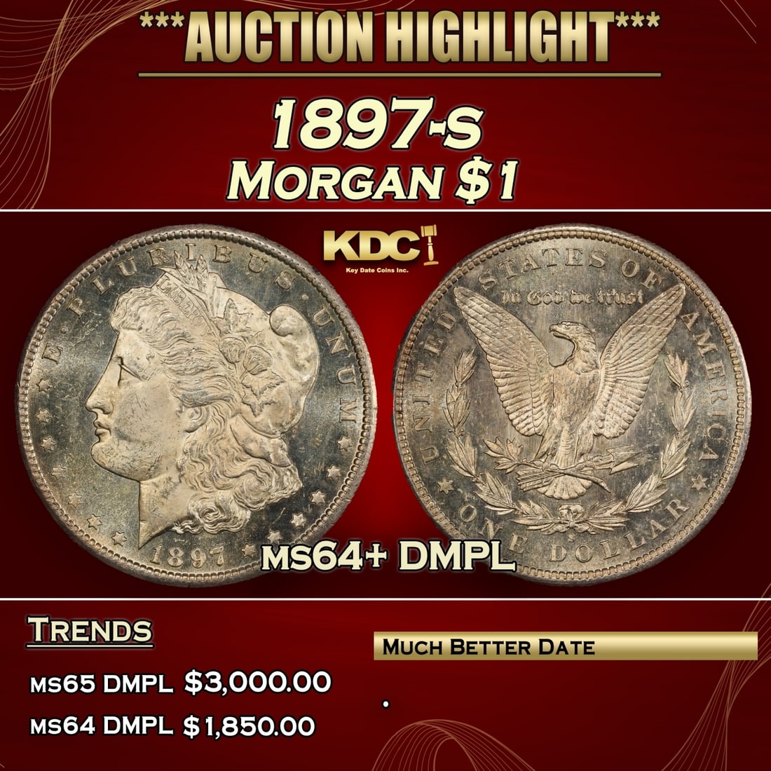 1897-s Morgan Dollar $1 ms64+ DMPL SEGS (1 of 3)