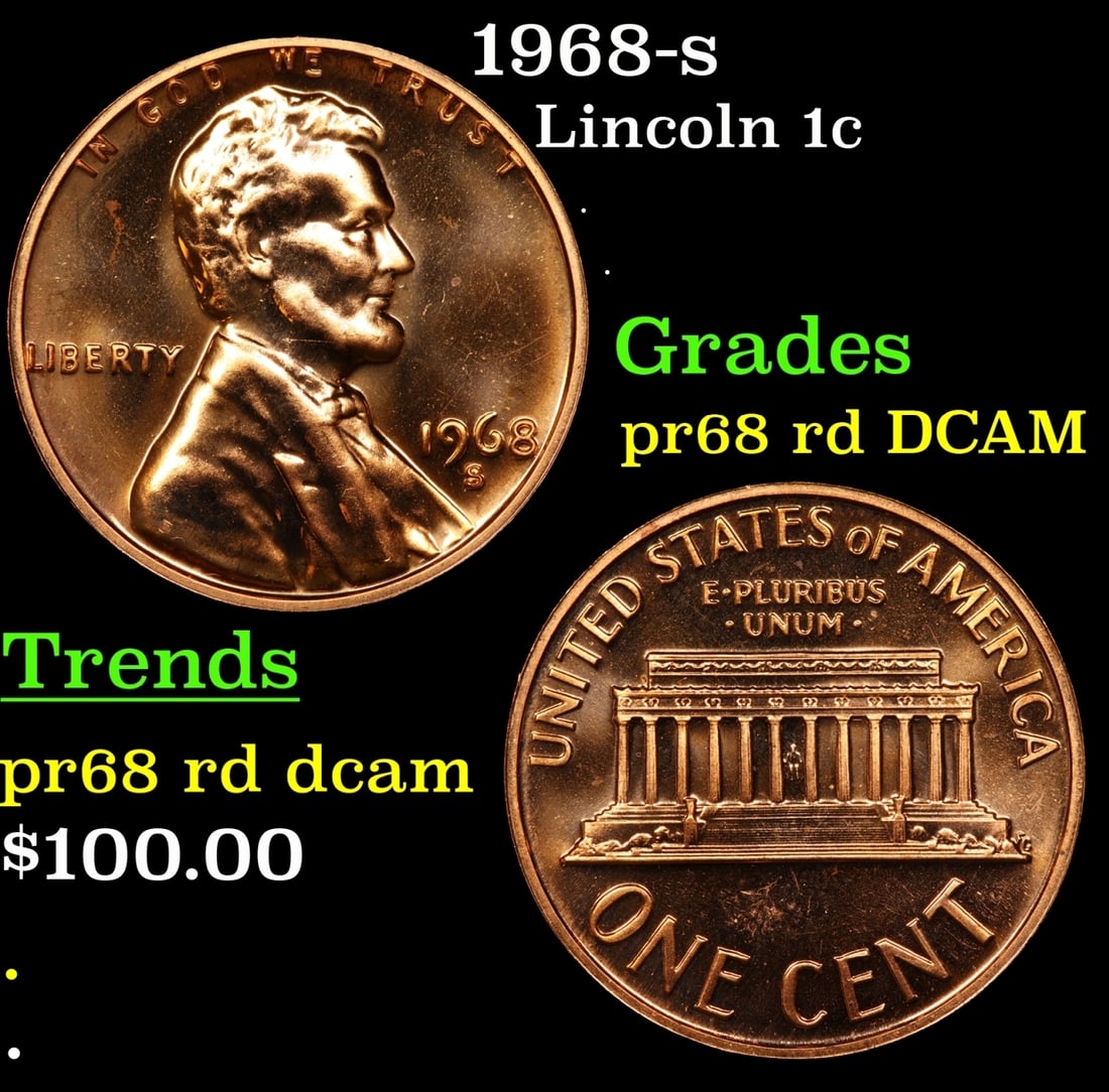 1968-s Proof Lincoln Cent 1c pr68 rd DCAM SEGS (1 of 3)