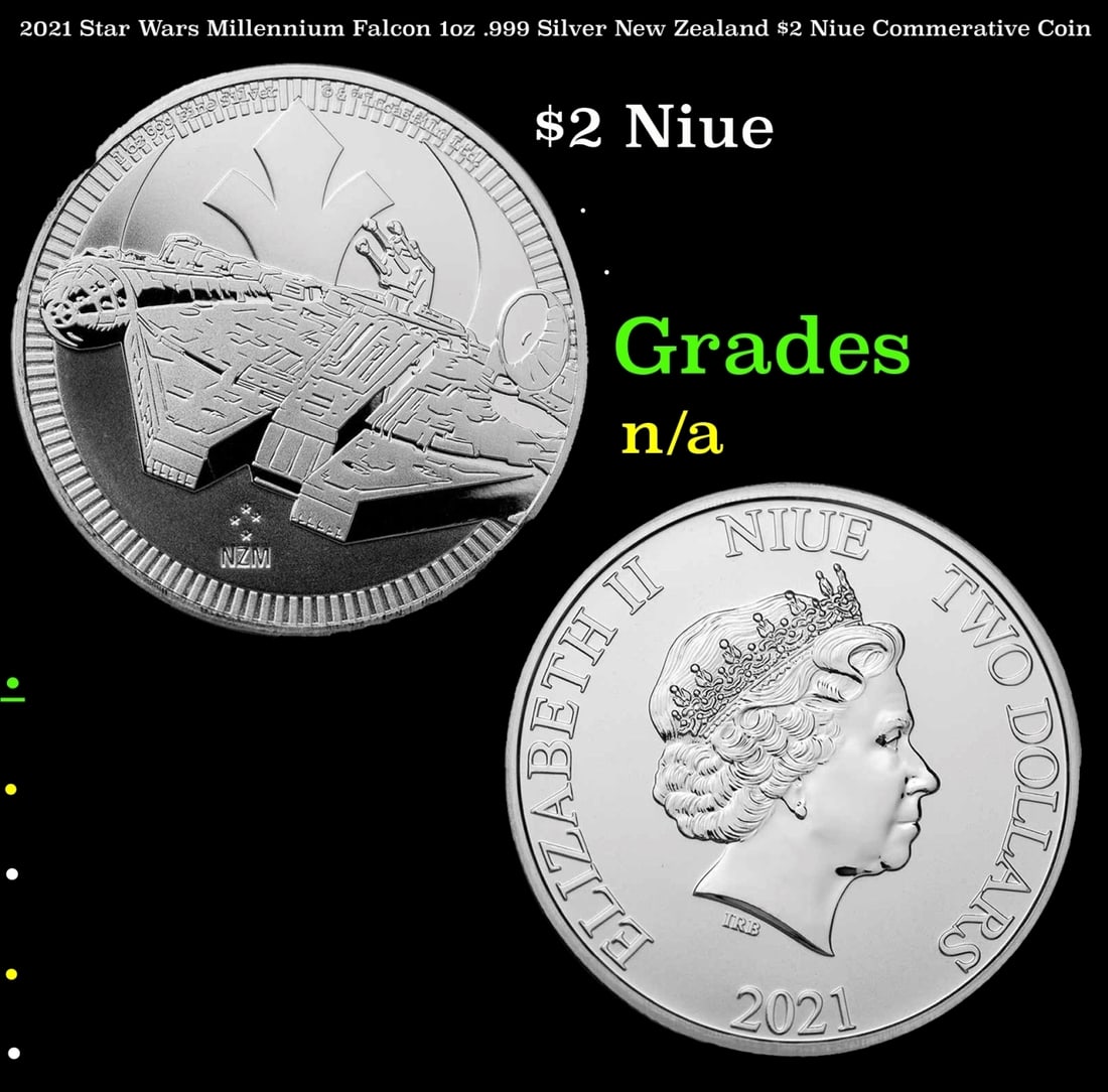 2021 Star Wars Millennium Falcon 1oz .999 Silver New Zealand $2 Niue Commerative Coin Grades (1 of 3)