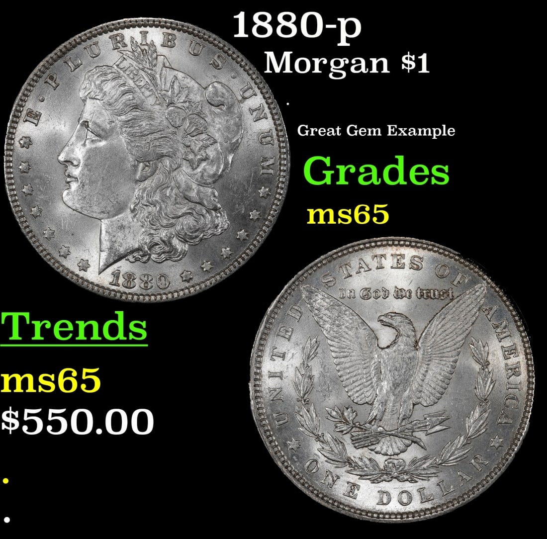 1880-p Morgan Dollar $1 Grades ms65 (1 of 3)