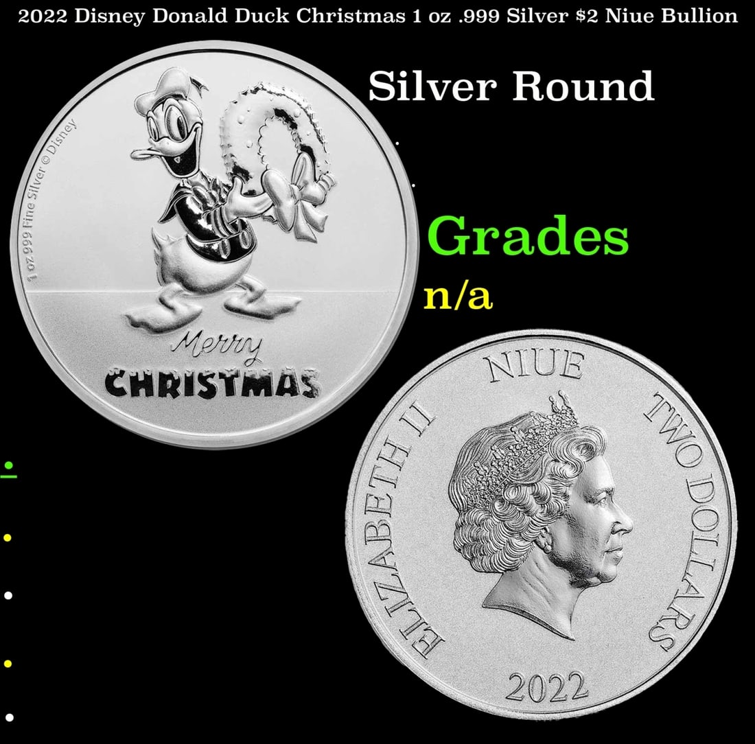 2022 Disney Donald Duck Christmas 1 oz .999 Silver $2 Niue Bullion (1 of 3)