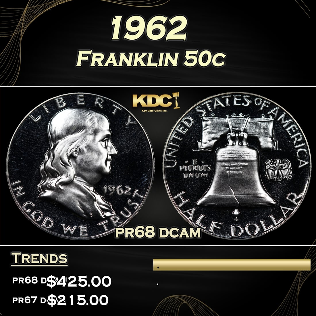 1962 Proof Franklin Half Dollar 50c Grades pr68 dcam (1 of 3)