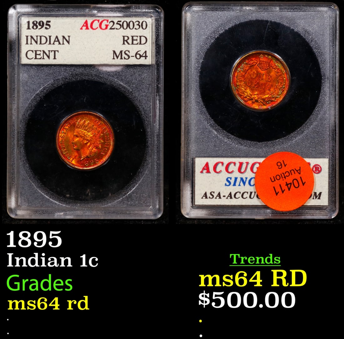 1895 Indian Cent 1c ms64 rd ACG (1 of 3)