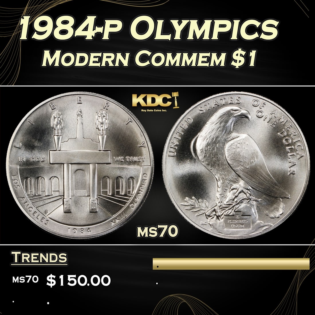 1984-p Olympics Modern Commem Dollar $1 ms70 SEGS: 1984-p Olympics Modern Commem Dollar $1 ms70 SEGS.