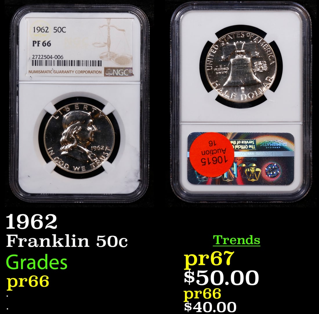 NGC 1962 Proof Franklin Half Dollar 50c pr66 NGC (1 of 3)