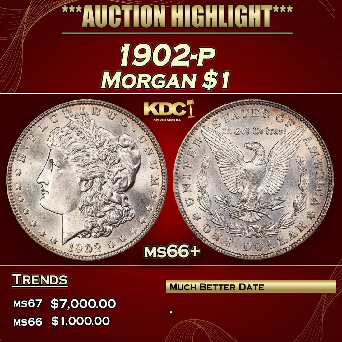 1902-p Morgan Dollar $1 ms66+ SEGS: 1902-p Morgan Dollar $1 ms66+ SEGS.