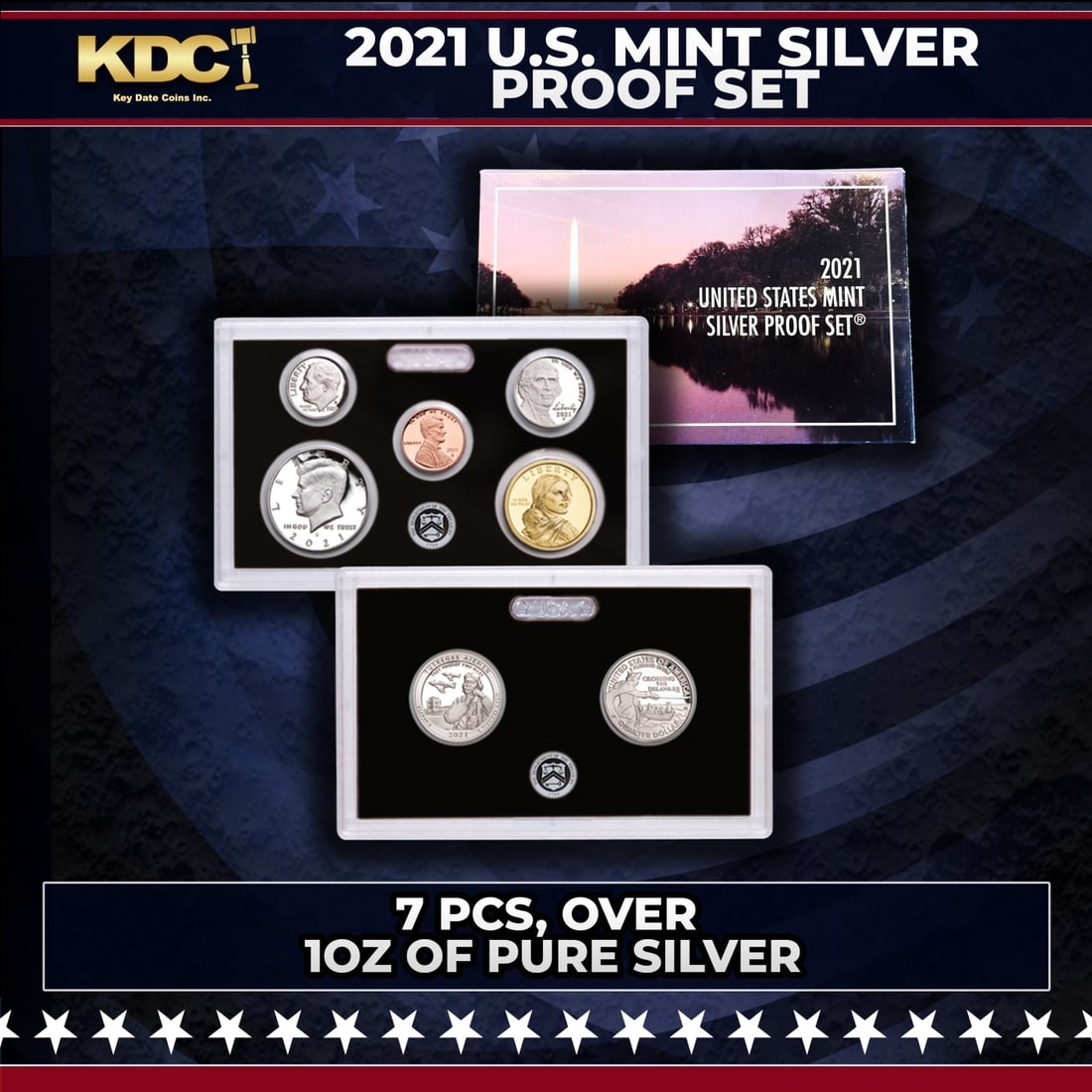 2021 United States Mint Silver Proof Set; 7 pcs, Over 1oz Of Pure Silver (1 of 1)