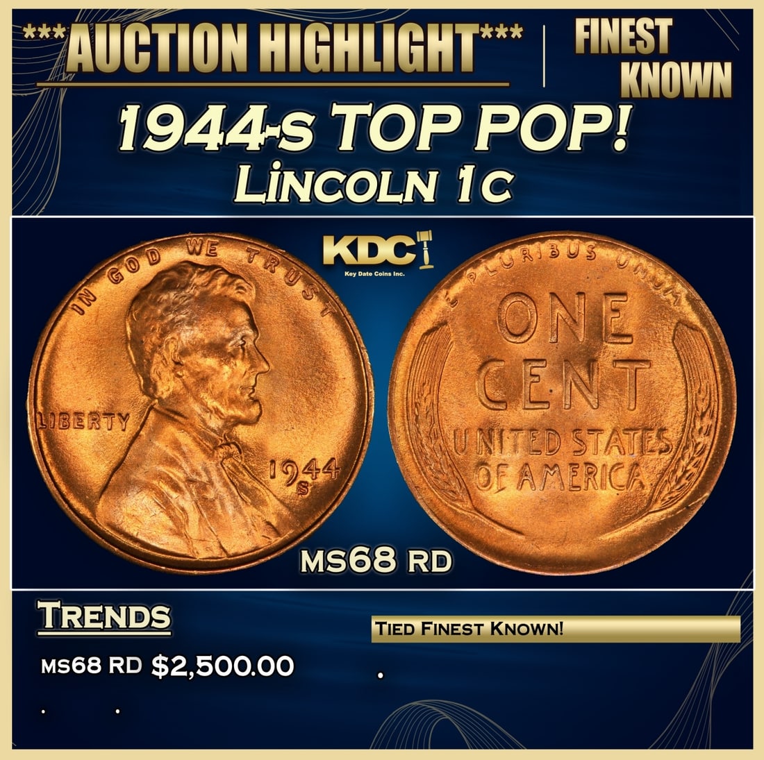 1944-s Lincoln Cent TOP POP! 1c ms68 rd SEGS (1 of 3)