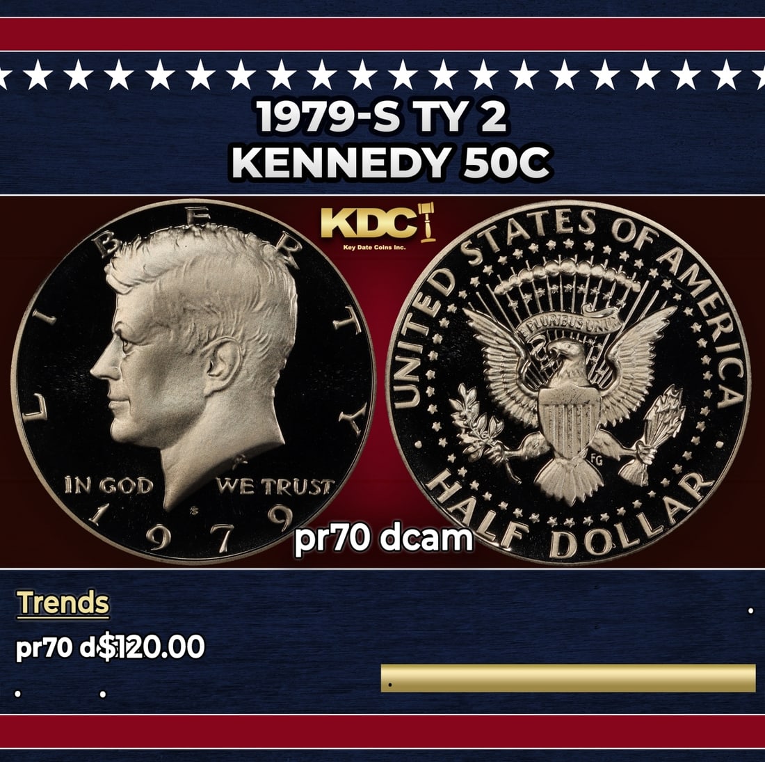 1979-s Ty 2 Proof Kennedy Half Dollar 50c pr70 dcam SEGS (1 of 3)