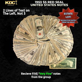5x 1953 $5 Red Seal United States Note Grades VF (1 of 1)