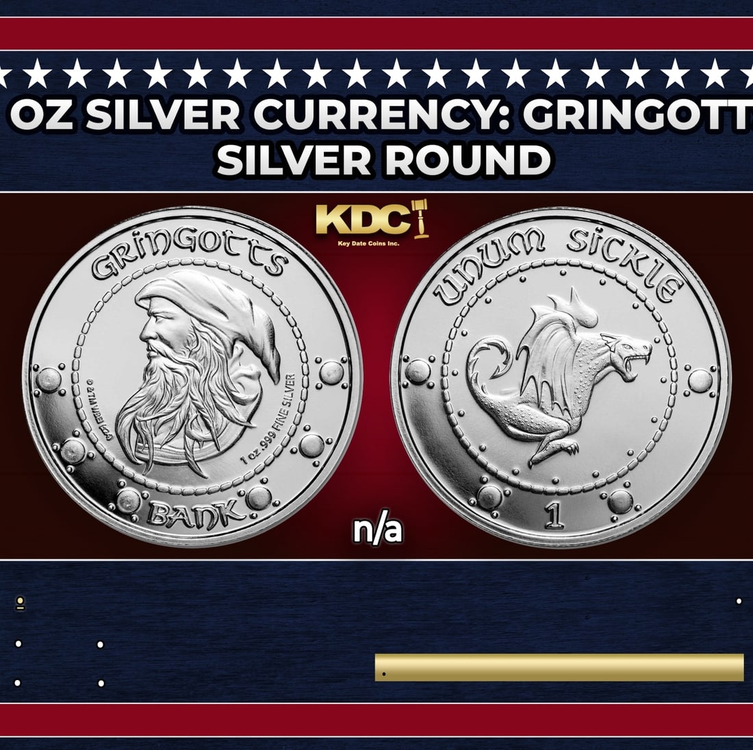 Harry Potter 1 oz Silver Currency: Gringotts Sickle Round: Harry Potter 1 oz Silver Currency: Gringotts Sickle Round. This silver round is based on the currency featured in the Harry Potter movies. The currency was used by the Wizarding World in Great Britain