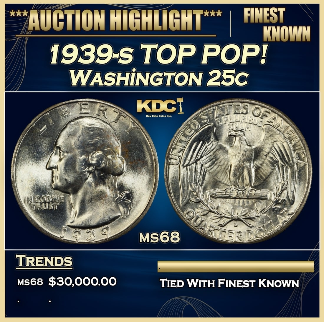 1939-s Washington Quarter TOP POP! 25c ms68 SEGS (1 of 3)