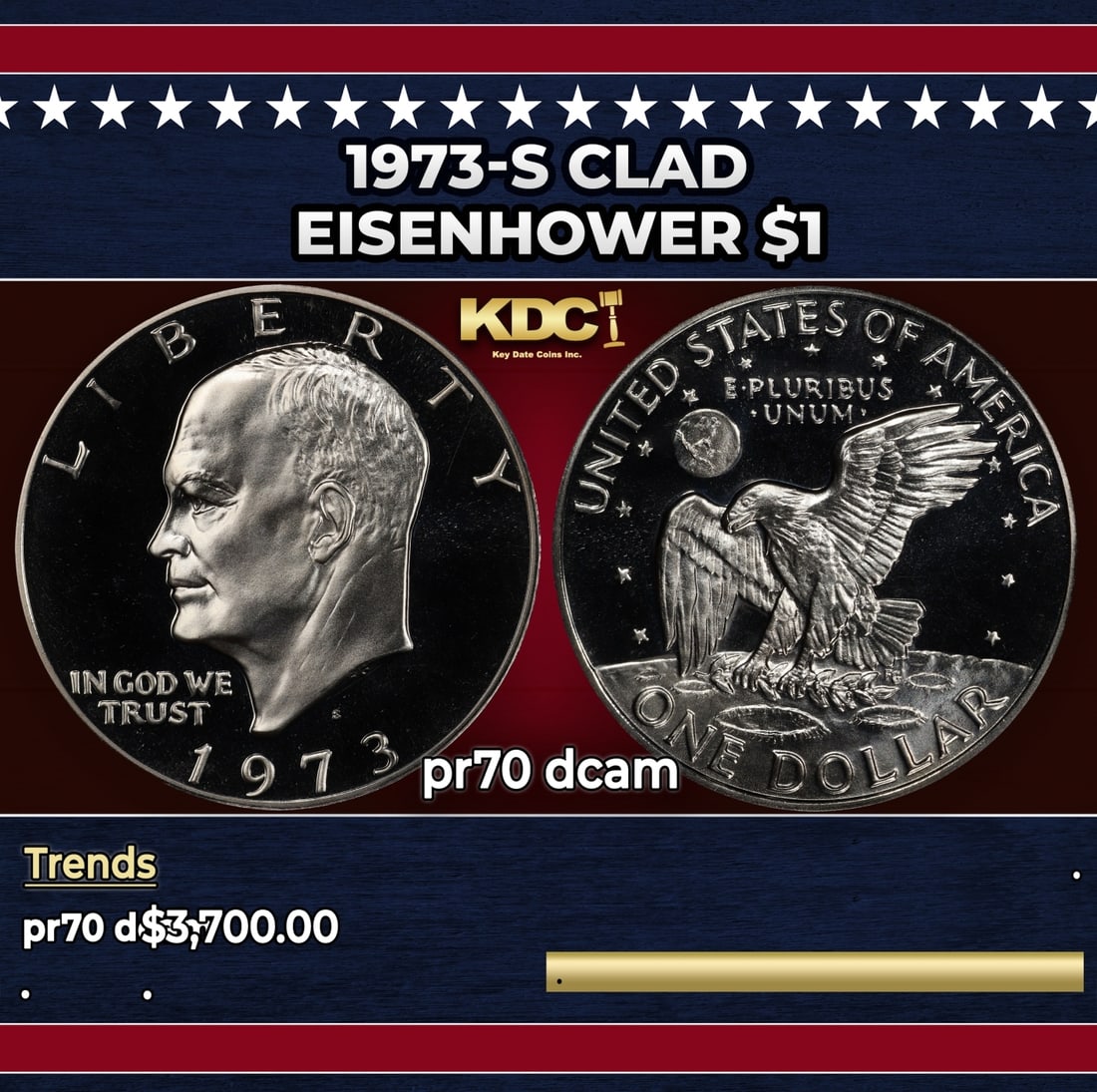 1973-s Clad Proof Eisenhower Dollar $1 pr70 dcam SEGS (1 of 3)