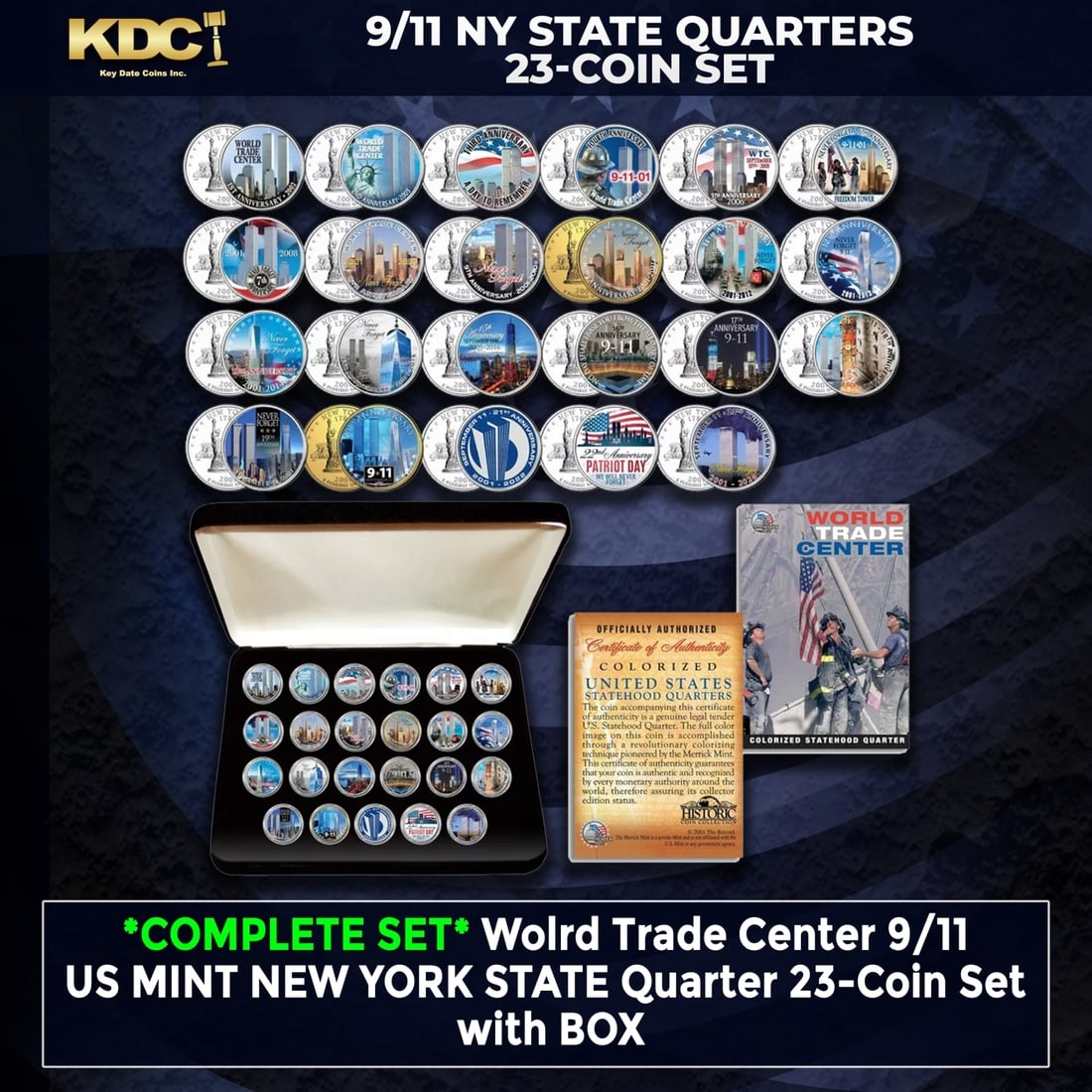 *COMPLETE SET* Wolrd Trade Center 9/11 US MINT NEW YORK STATE Quarter 23-Coin Set with BOX (1 of 1)