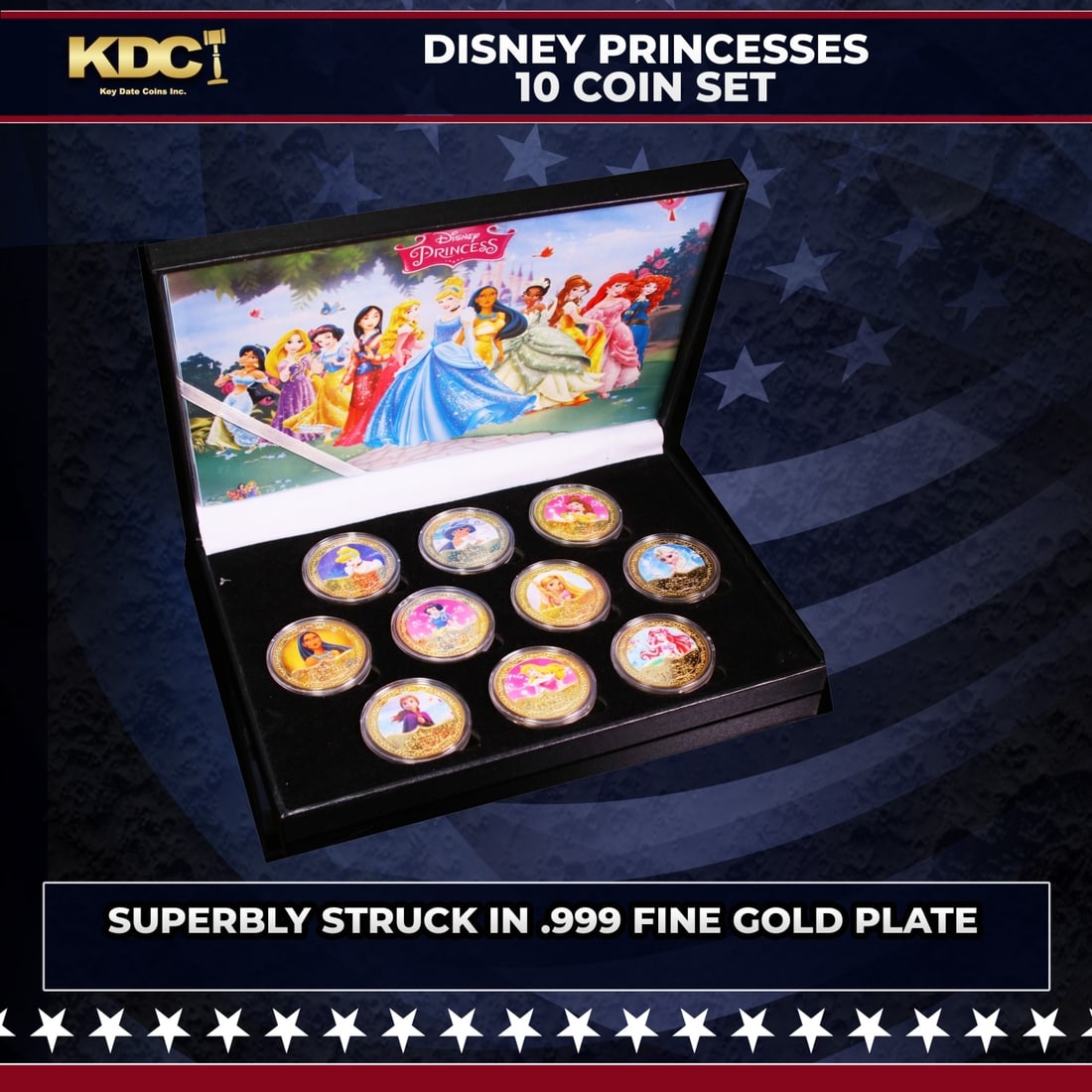 10 Coin Gold Plated Disney Princesses Set: 10 Coin Gold Plated Disney Princesses Set.