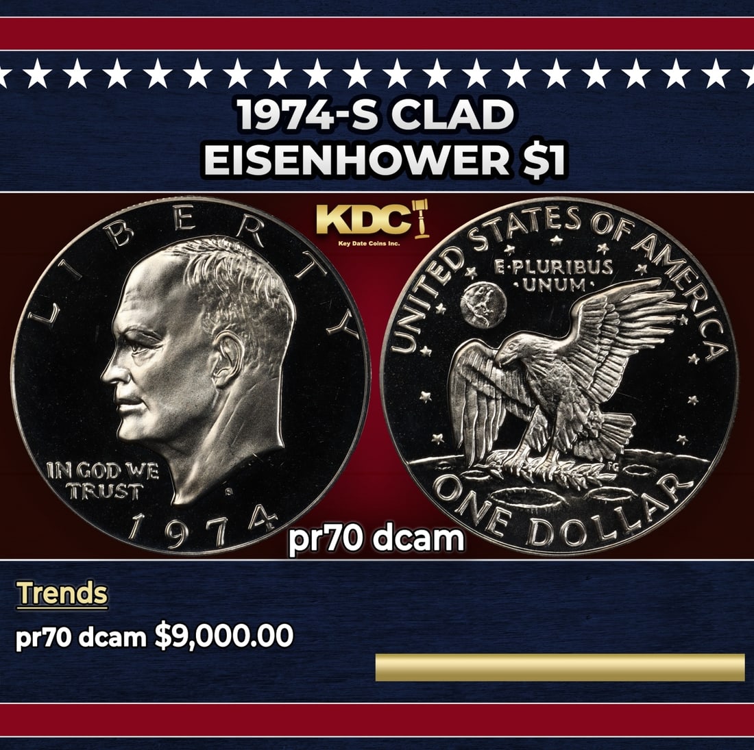1974-s Clad Proof Eisenhower Dollar $1 pr70 dcam SEGS (1 of 3)
