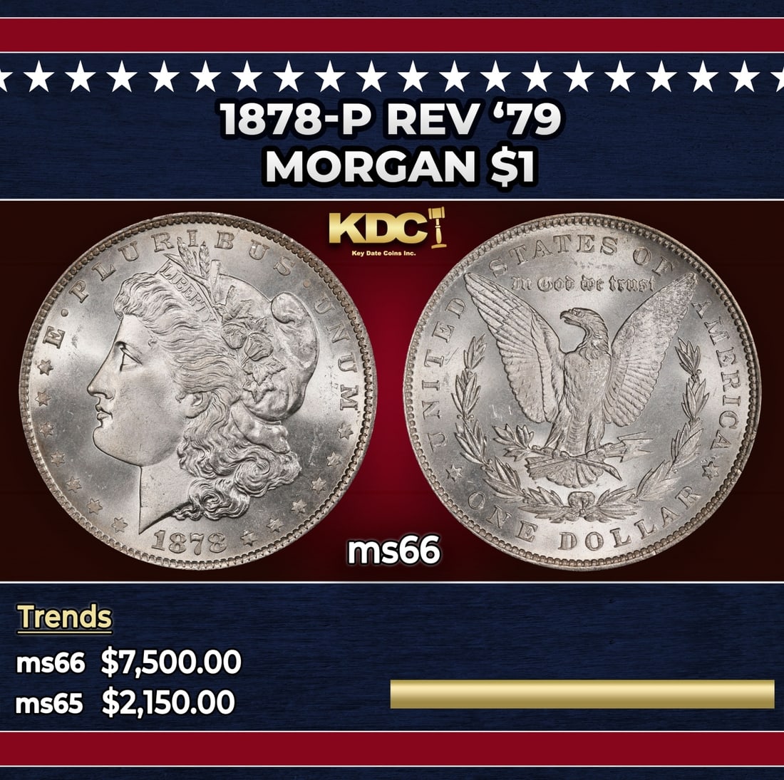 1878-p Rev '79 Morgan Dollar $1 ms66 SEGS: 1878-p Rev '79 Morgan Dollar $1 ms66 SEGS.