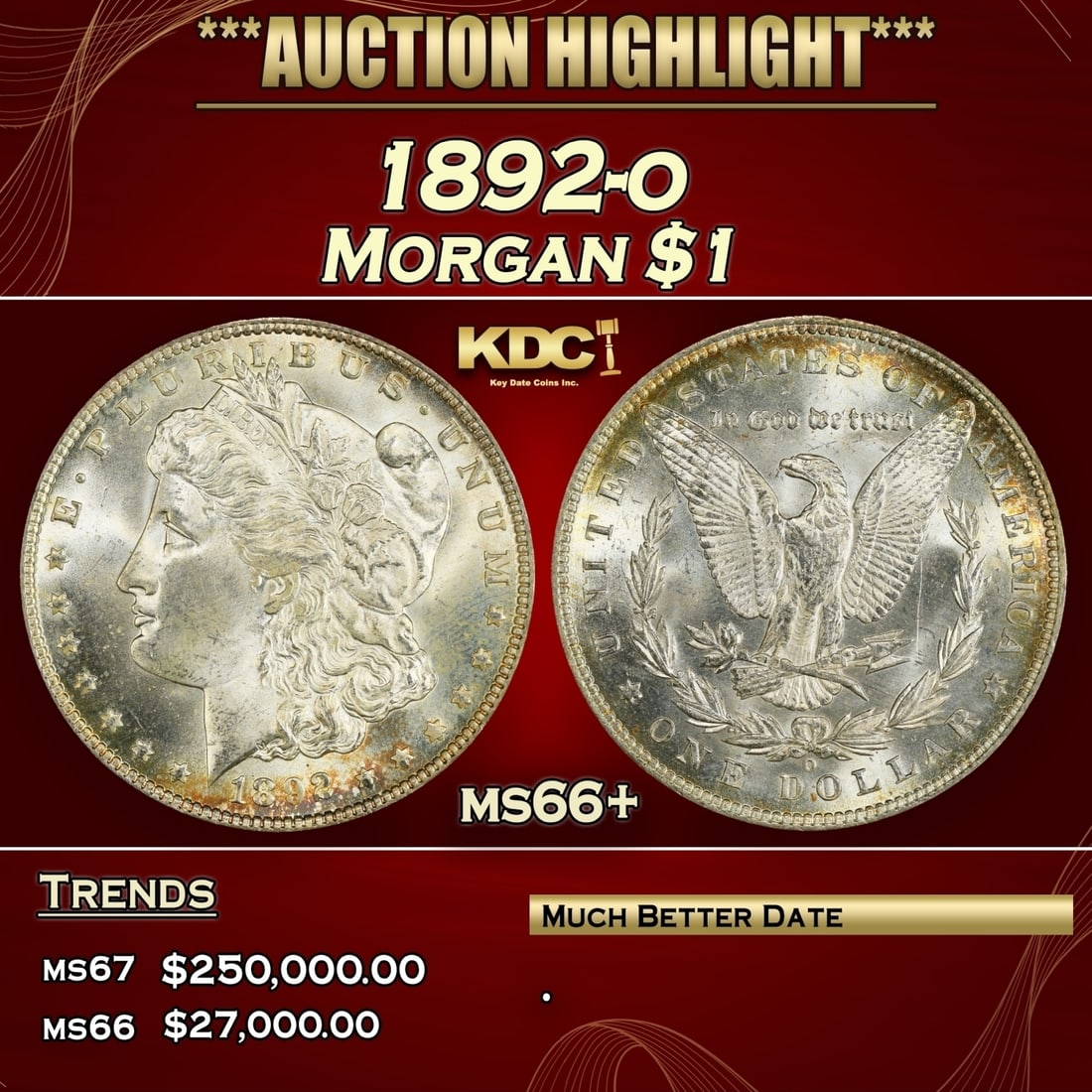 1892-o Morgan Dollar $1 ms66+ SEGS (1 of 3)
