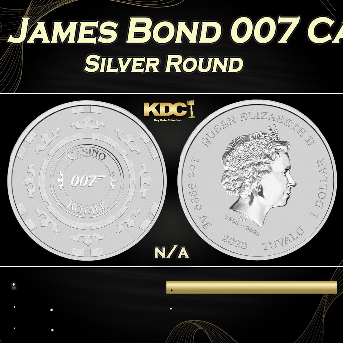 2023 Tuvalu 1 oz Silver James Bond 007 Casino Royale Chip Coin (1 of 3)
