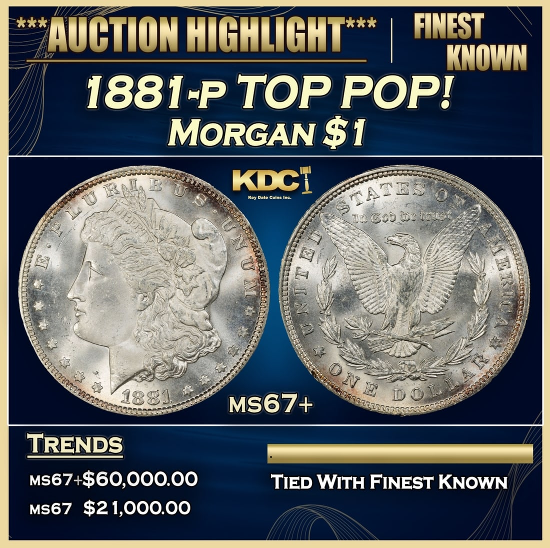 1881-p Morgan Dollar TOP POP! $1 ms67+ SEGS (1 of 3)