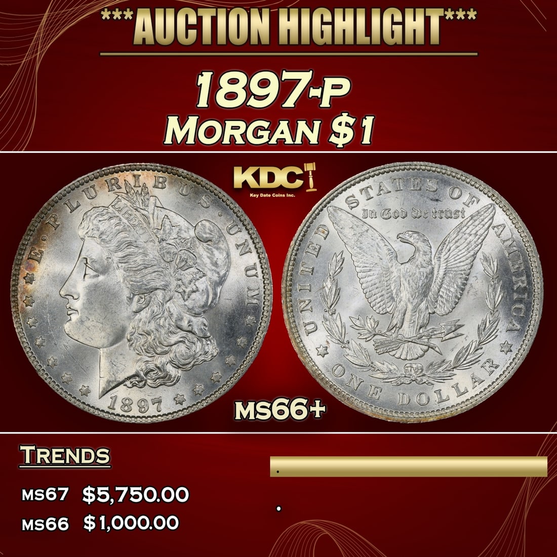 1897-p Morgan Dollar $1 ms66+ SEGS (1 of 3)