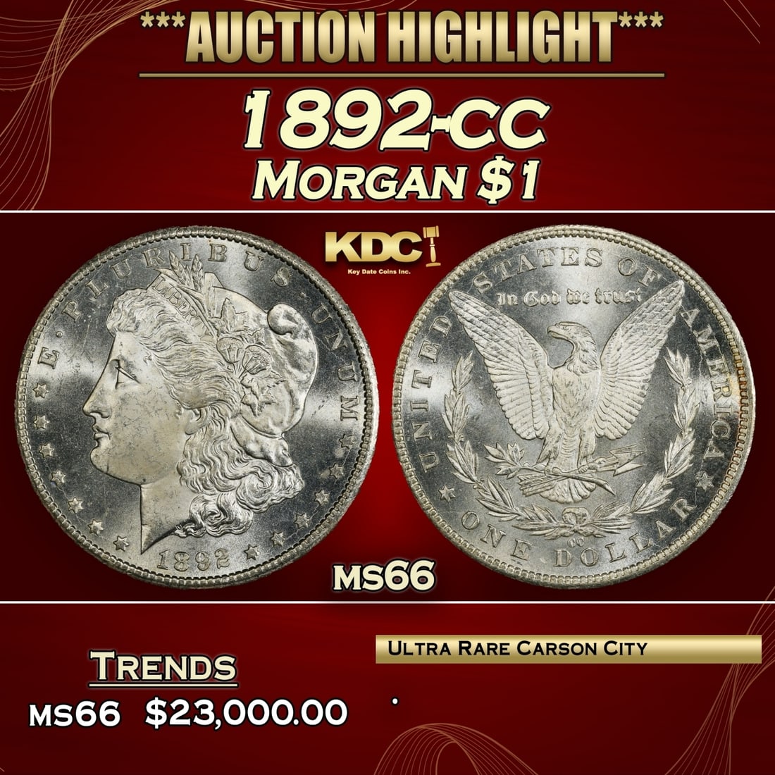 1892-cc Morgan Dollar $1 ms66 SEGS (1 of 3)