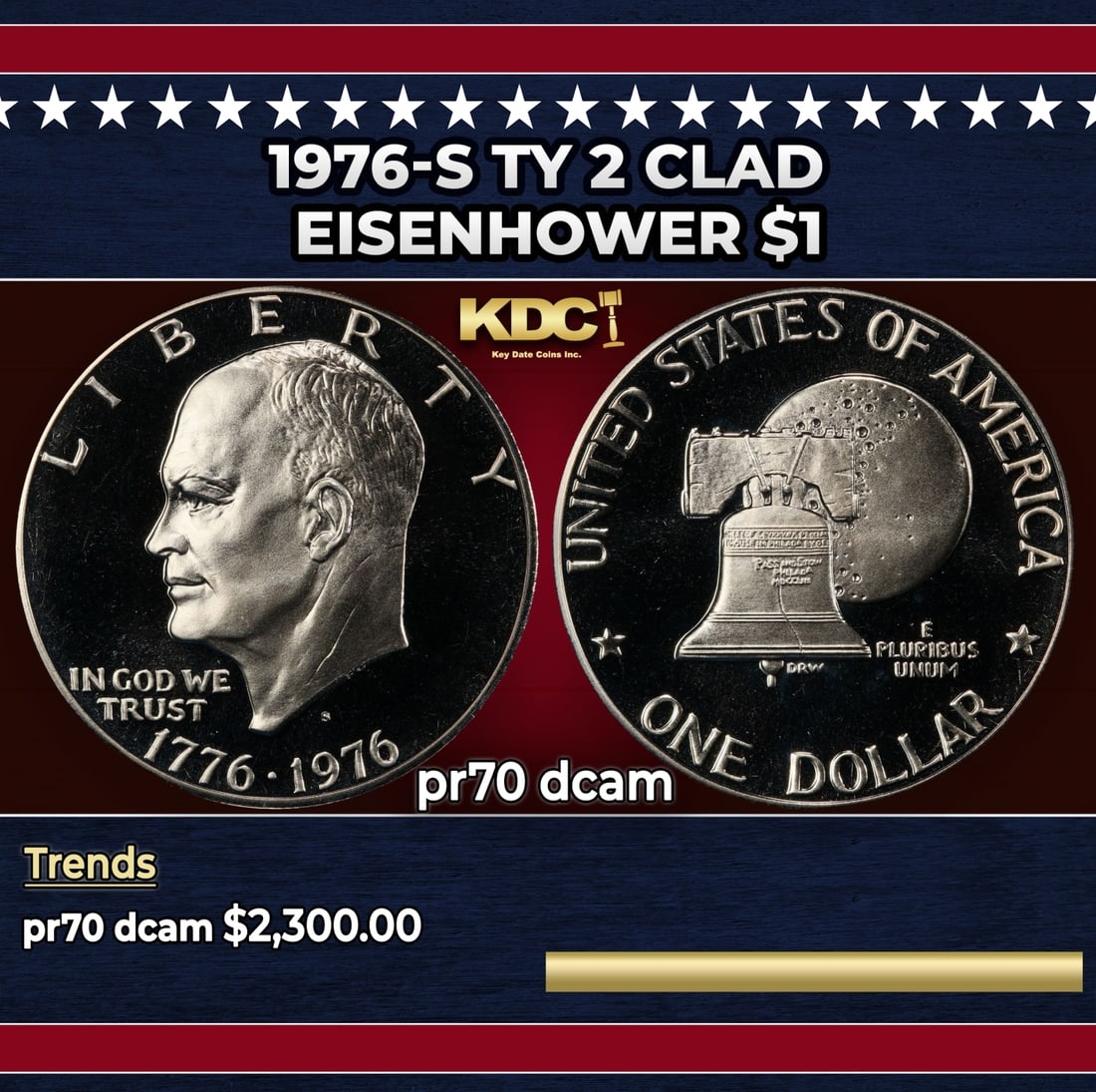 1976-s Ty 2 Clad Proof Eisenhower Dollar $1 pr70 dcam SEGS (1 of 3)