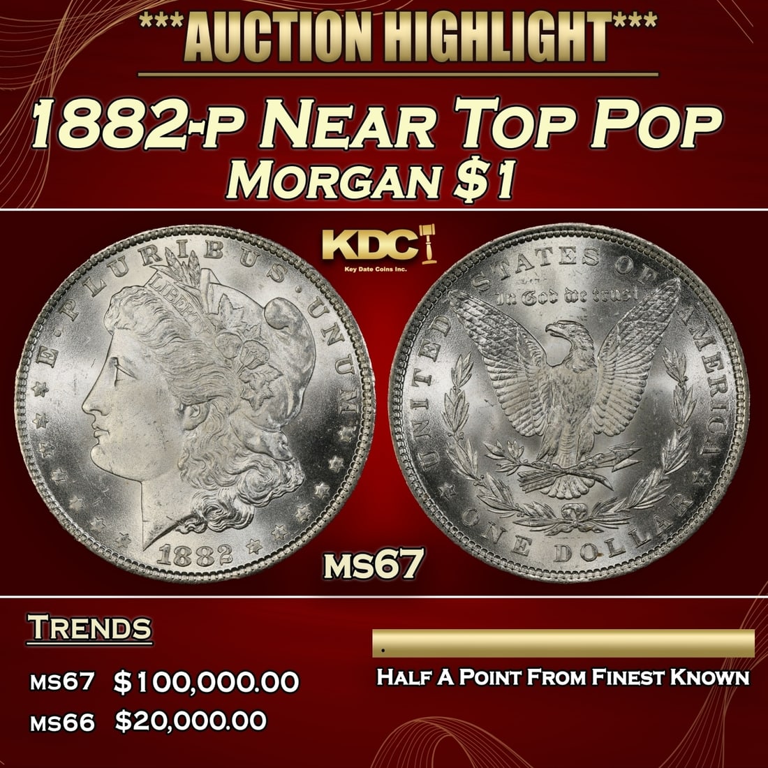 1882-p Morgan Dollar Near Top Pop $1 ms67 SEGS (1 of 3)