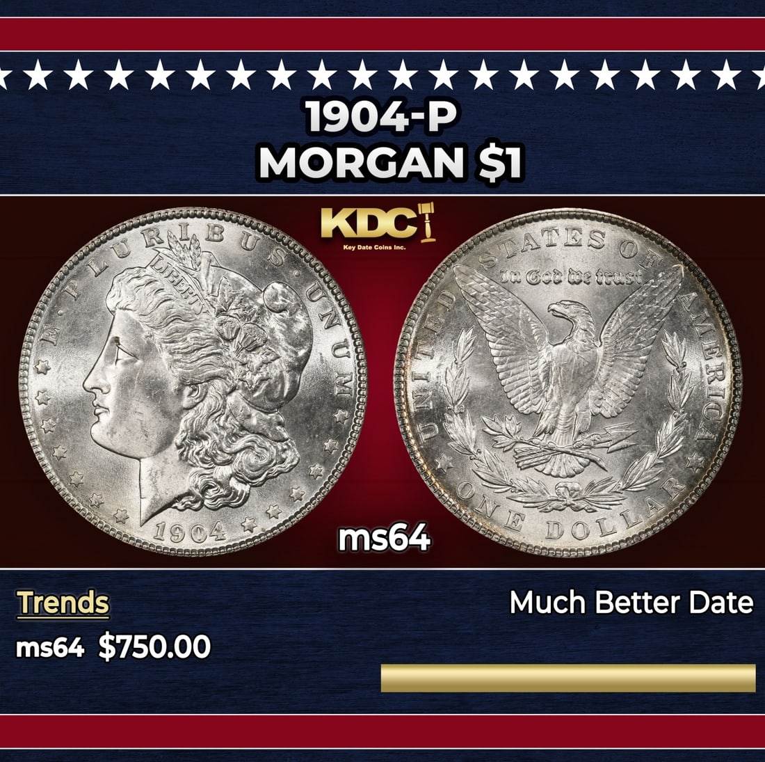 1904-p Morgan Dollar $1 Grades ms64 (1 of 3)