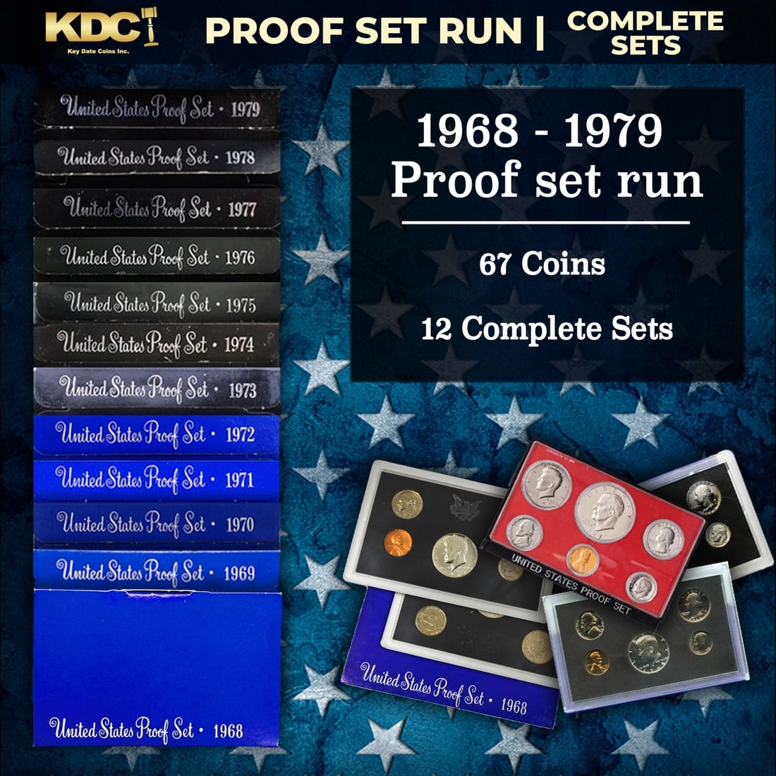 1968-1979 Proof Set Run 67 Coins 12 Complete Sets (1 of 13)