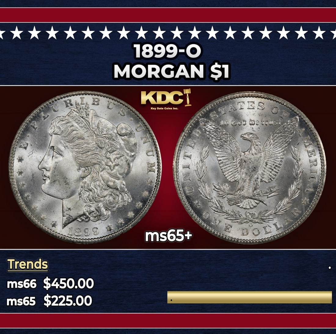 1899-o Morgan Dollar $1 Grades ms65+ (1 of 3)